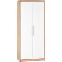 seconique seville light oak veneer and white high gloss 2 door wardrob ...