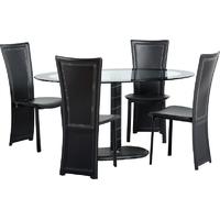 Seconique Cameo Oval Dining Set in Clear Glass Black Border Black Black PVC