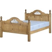Seconique Corona Mexican Waxed Pine Scroll Bed - 4ft 6in Double High Foot End