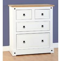Seconique Corona White Distressed Waxed Pine Chest - 2+2 Drawer