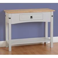 Seconique Corona 1 Drawer Console Table with Shelf in Grey Distressed Waxed Pine