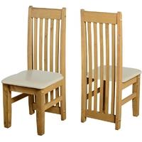 Seconique Tortilla Distressed Waxed Pine Cream PU Chair (Pair)