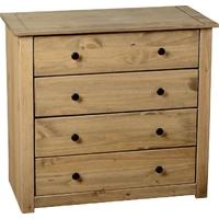 Seconique Panama Natural Wax Pine Chest of Drawer- 4 Drawer