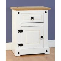 Seconique Corona White Bedside Cabinet - 1 Door 1 Drawer