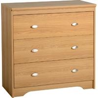 Seconique Regent Teak Effect Veneer Chest of Drawer - 3 Drawer