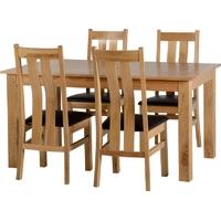 seconique stratford oak dining set with 4 brown pu chairs