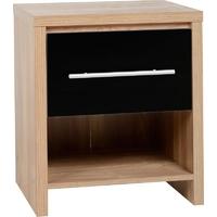 seconique seville light oak veneer bedside cabinet 1 drawer