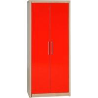 Seconique Seville Light Oak Veneer and Red High Gloss 2 Door Wardrobe