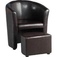 Seconique Tempo Tub Chair with Footstool in Expresso Brown Faux Leather