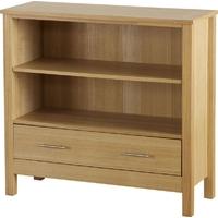 seconique oakleigh 1 drawer bookcase low in natural oak veneer