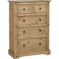 Seconique Corona Mexican Waxed Pine Chest of Drawer - 3+2 Drawer