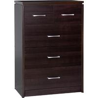 Seconique Charles Walnut Effect Veneer Chest of Drawer - 5 Drawer