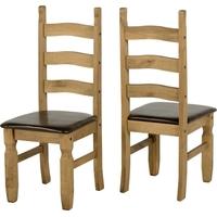 Seconique Corona Mexican Waxed Pine Dining Chair with Brown Pad (Pair)