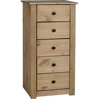 Seconique Panama Natural Wax Pine Narrow Chest of Drawer - 5 Drawer