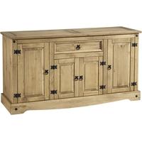 seconique corona distressed waxed pine 4 door 1 drawer sideboard