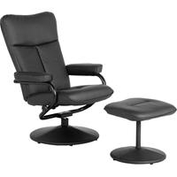 Seconique Kansas Black Faux Leather Recliner Chair with Footstool