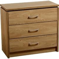 Seconique Charles 3 Drawer Chest in Oak Effect Veneer with Walnut Trim
