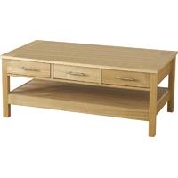 Seconique Oakleigh 3 Drawer Coffee Table in Natural Oak Veneer