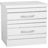 Seconique Jordan 2 Drawer Bedside Chest in White with Silver Trim