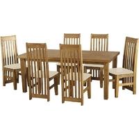 Seconique Tortilla Waxed Pine Dining Set with 6 Cream Faux Leather Seat Pad Chairs