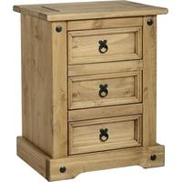 Seconique Corona Mexican Waxed Pine Bedside Cabinet - 3 Drawer