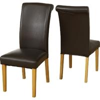 Seconique Dunoon Brown Faux Leather Dining Chair (Pair)