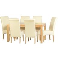 seconique wexford 59in dining set g10 oak veneer with walnut inlay and ...