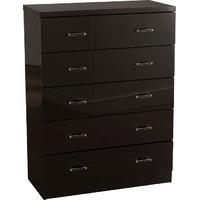 seconique charisma black gloss chest 5 drawer