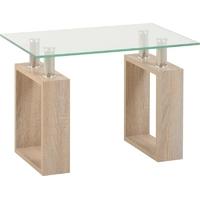 Seconique Milan Sonoma Oak Effect Veneer Clear Glass Lamp Table