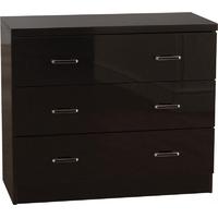 Seconique Charisma Black Gloss Chest - 3 Drawer