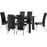 Seconique Stanton Clear Glass 6 Seater Dining Set