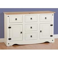 seconique corona 2 door 5 drawer sideboard in cream distressed waxed p ...