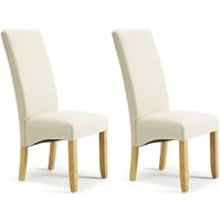 Serene Merton Putty Fabric Dining Chair with Oak Legs (Pair)