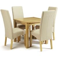 Serene Lambeth Oak Dining Set - Fixed Top with 4 Merton Stone Chairs