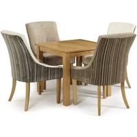 Serene Lambeth Oak Dining Set - Fixed Top with 2 Richmond Aubergine Pearl and 2 Sand Mink Chairs