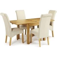 serene lambeth oak dining set extending with 4 kingston cream plain ch ...