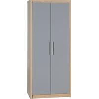 seconique seville light oak veneer and grey high gloss 2 door wardrobe