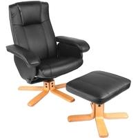 Seconique Premier Recliner Black Faux Leather Chair with Footstool