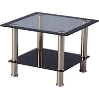 Seconique Harlequin Lamp Table in Clear Glass with Black Border and Chrome Legs