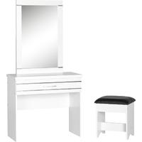 Seconique Jordan 1 Drawer Dressing Table Set in White with Silver Trim