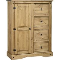 seconique corona mexican waxed pine wardrobe 1 door 4 drawer