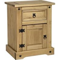 Seconique Corona Mexican Waxed Pine Bedside Cabinet - 1 Door 1 Drawer