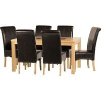 seconique wexford 59in dining set g10 oak veneer with walnut inlay and ...