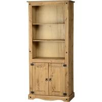 seconique corona mexican waxed pine bookcase 2 door