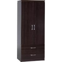 seconique charles walnut effect veneer wardrobe 2 door 2 drawer