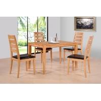 seconique logan oak dining set with 4 brown pu chairs