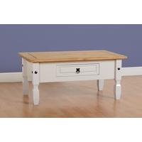 Seconique Corona 1 Drawer Coffee Table in Grey Distressed Waxed Pine