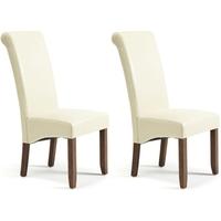 Serene Kingston Cream Faux Leather Dining Chair with Walnut Legs (Pair)