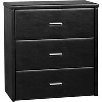 Seconique Prado Black Faux Leather 3 Drawer Chest