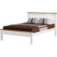 Seconique Monaco White with Distressed Waxed Pine 4ft 6in Double Low Foot End Bed